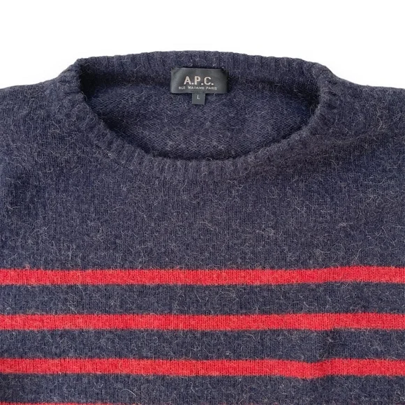 APC Men’s Camel Yarn Striped Sweater